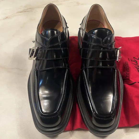 Christian Louboutin Black Calfskin Our Georges Men's Leather Loafers 44 - Picture 2 of 12